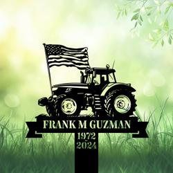 com personalized memorial garden stakes patriotic farmer with us flag grave marker farmer loss gift remembrance stake 1