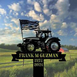 com personalized memorial garden stakes patriotic farmer with us flag grave marker farmer loss gift remembrance stake 2