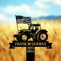 com personalized memorial garden stakes patriotic farmer with us flag grave marker farmer loss gift remembrance stake 4
