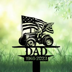 com personalized memorial garden stakes patriotic farmer with wings us flag grave marker loss of loved one sympathy gifts farmer cemetary decor 1