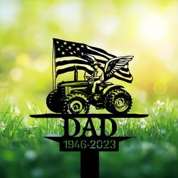 com personalized memorial garden stakes patriotic farmer with wings us flag grave marker loss of loved one sympathy gifts farmer cemetary decor 3