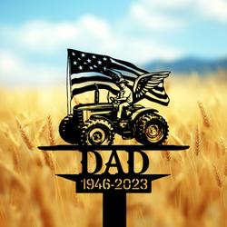 com personalized memorial garden stakes patriotic farmer with wings us flag grave marker loss of loved one sympathy gifts farmer cemetary decor 4