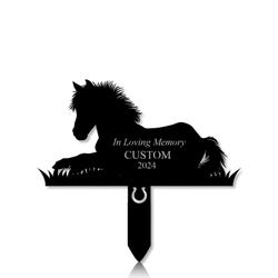 Personalized Memorial Garden Stakes Pony Horse Lying Down Grave Marker Loss of Pony Horse Sympathy Gifts Pony