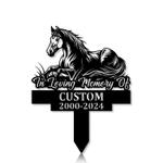 com personalized memorial garden stakes pony horse lying down on grass grave marker loss of pony horse sympathy gifts pony horse cemetary decor 0