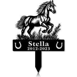 Personalized Memorial Garden Stakes Pony Horse Running on Grass  Grave Marker Loss of Pony Horse Sympathy Gifts Pony