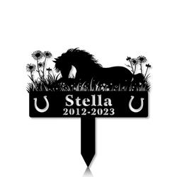 Personalized Memorial Garden Stakes Pony Horse Sleeping on Grass Grave Marker Loss of Pony Horse Sympathy Gifts Pony