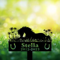 com personalized memorial garden stakes pony horse sleeping on grass grave marker loss of pony horse sympathy gifts pony horse cemetary decor 1