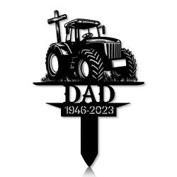 Personalized Memorial Garden Stakes Tractor Cross Grave Marker Farmer Loss Gift Remembrance Stake