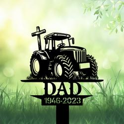com personalized memorial garden stakes tractor cross grave marker farmer loss gift remembrance stake 1