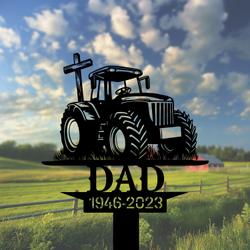 com personalized memorial garden stakes tractor cross grave marker farmer loss gift remembrance stake 2