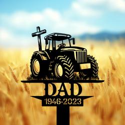 com personalized memorial garden stakes tractor cross grave marker farmer loss gift remembrance stake 4