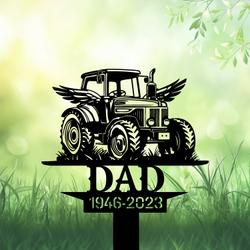 com personalized memorial garden stakes tractor farmer dad grave marker farmer loss gift remembrance stake 1