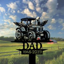 com personalized memorial garden stakes tractor farmer dad grave marker farmer loss gift remembrance stake 2