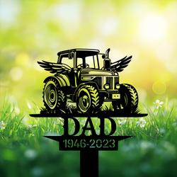 com personalized memorial garden stakes tractor farmer dad grave marker farmer loss gift remembrance stake 3