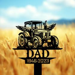 com personalized memorial garden stakes tractor farmer dad grave marker farmer loss gift remembrance stake 4
