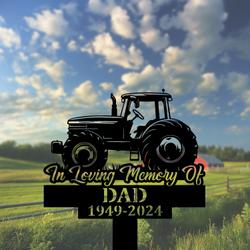 com personalized memorial garden stakes tractor farmer grave marker farmer loss gift remembrance stake 2