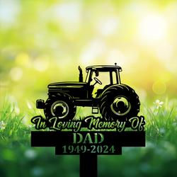 com personalized memorial garden stakes tractor farmer grave marker farmer loss gift remembrance stake 3