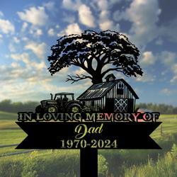 com personalized memorial garden stakes tractor farmhouse farmer grave marker farmer loss gift remembrance stake 2