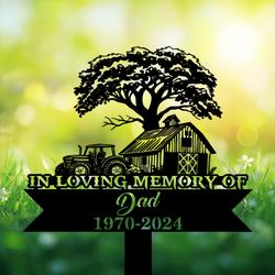com personalized memorial garden stakes tractor farmhouse farmer grave marker farmer loss gift remembrance stake 3