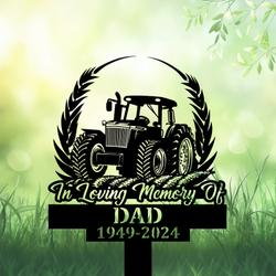 com personalized memorial garden stakes tractor on wheat fields grave marker loss of loved one sympathy gifts farmer cemetary decor 1