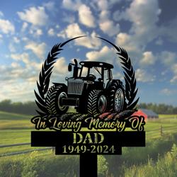 com personalized memorial garden stakes tractor on wheat fields grave marker loss of loved one sympathy gifts farmer cemetary decor 2