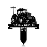 com personalized memorial garden stakes tractor with cross farmer grave marker farmer loss gift remembrance stake 0