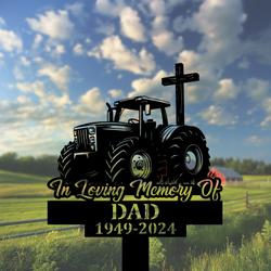 com personalized memorial garden stakes tractor with cross farmer grave marker loss of loved one sympathy gifts farmer cemetary decor 2