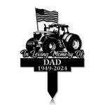 com personalized memorial garden stakes tractor with us flag farmer grave marker farmer loss gift remembrance stake 0