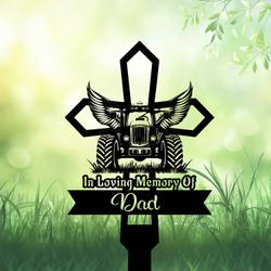 com personalized memorial garden stakes tractor with wings farmer cross grave marker farmer loss gift remembrance stake 1
