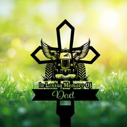 com personalized memorial garden stakes tractor with wings farmer cross grave marker farmer loss gift remembrance stake 3