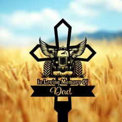 com personalized memorial garden stakes tractor with wings farmer cross grave marker farmer loss gift remembrance stake 4