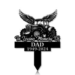 Personalized Memorial Garden Stakes Tractor with Wings Farmer Grave Marker Farmer Loss Gift Remembrance Stake