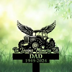 com personalized memorial garden stakes tractor with wings farmer grave marker farmer loss gift remembrance stake 1