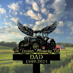 com personalized memorial garden stakes tractor with wings farmer grave marker farmer loss gift remembrance stake 2