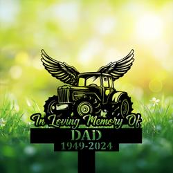 com personalized memorial garden stakes tractor with wings farmer grave marker farmer loss gift remembrance stake 3
