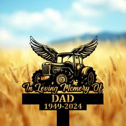 com personalized memorial garden stakes tractor with wings farmer grave marker farmer loss gift remembrance stake 4