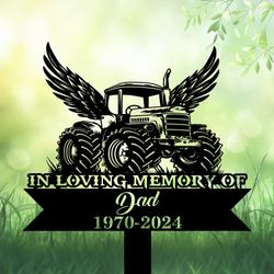 com personalized memorial garden stakes tractor with wings grave marker farmer loss gift remembrance stake 1