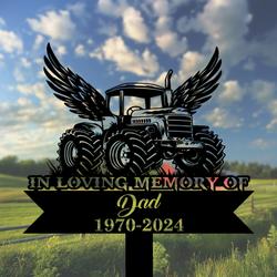 com personalized memorial garden stakes tractor with wings grave marker farmer loss gift remembrance stake 2