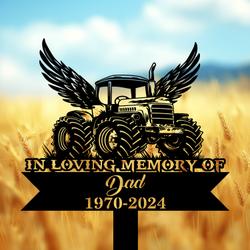 com personalized memorial garden stakes tractor with wings grave marker farmer loss gift remembrance stake 4