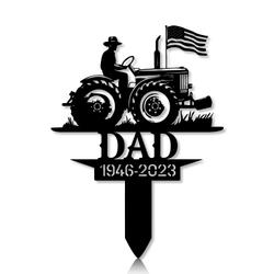 Personalized Memorial Garden Stakes US Flag Farmer Grave Marker Farmer Loss Gift Remembrance Stake