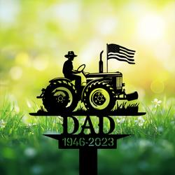 com personalized memorial garden stakes us flag farmer grave marker farmer loss gift remembrance stake 3