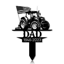 Personalized Memorial Garden Stakes US Flag Patriotic Farmer Grave Marker Farmer Loss Gift Remembrance Stake