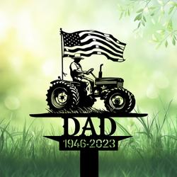 com personalized memorial garden stakes us flag patriotic farmer grave marker loss of loved one sympathy gifts farmer cemetary decor 1
