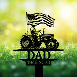 com personalized memorial garden stakes us flag patriotic farmer grave marker loss of loved one sympathy gifts farmer cemetary decor 3