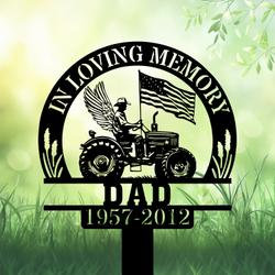 com personalized memorial garden stakes us flag patriotic farmer with wings grave marker loss of loved one sympathy gifts farmer cemetary decor 1