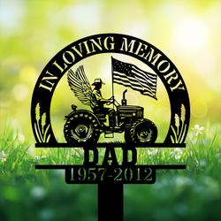 com personalized memorial garden stakes us flag patriotic farmer with wings grave marker loss of loved one sympathy gifts farmer cemetary decor 3