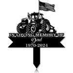 com personalized memorial garden stakes us flag tractor grave marker farmer loss gift remembrance stake 0