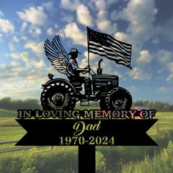 com personalized memorial garden stakes usa flag patriotic farmer with wings grave marker loss of loved one sympathy gifts farmer cemetary decor 2