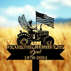 com personalized memorial garden stakes usa flag patriotic farmer with wings grave marker loss of loved one sympathy gifts farmer cemetary decor 4