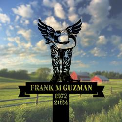 com personalized memorial garden stakes vintage cowboy grave marker loss of loved one sympathy gifts farmer cemetary decor 2